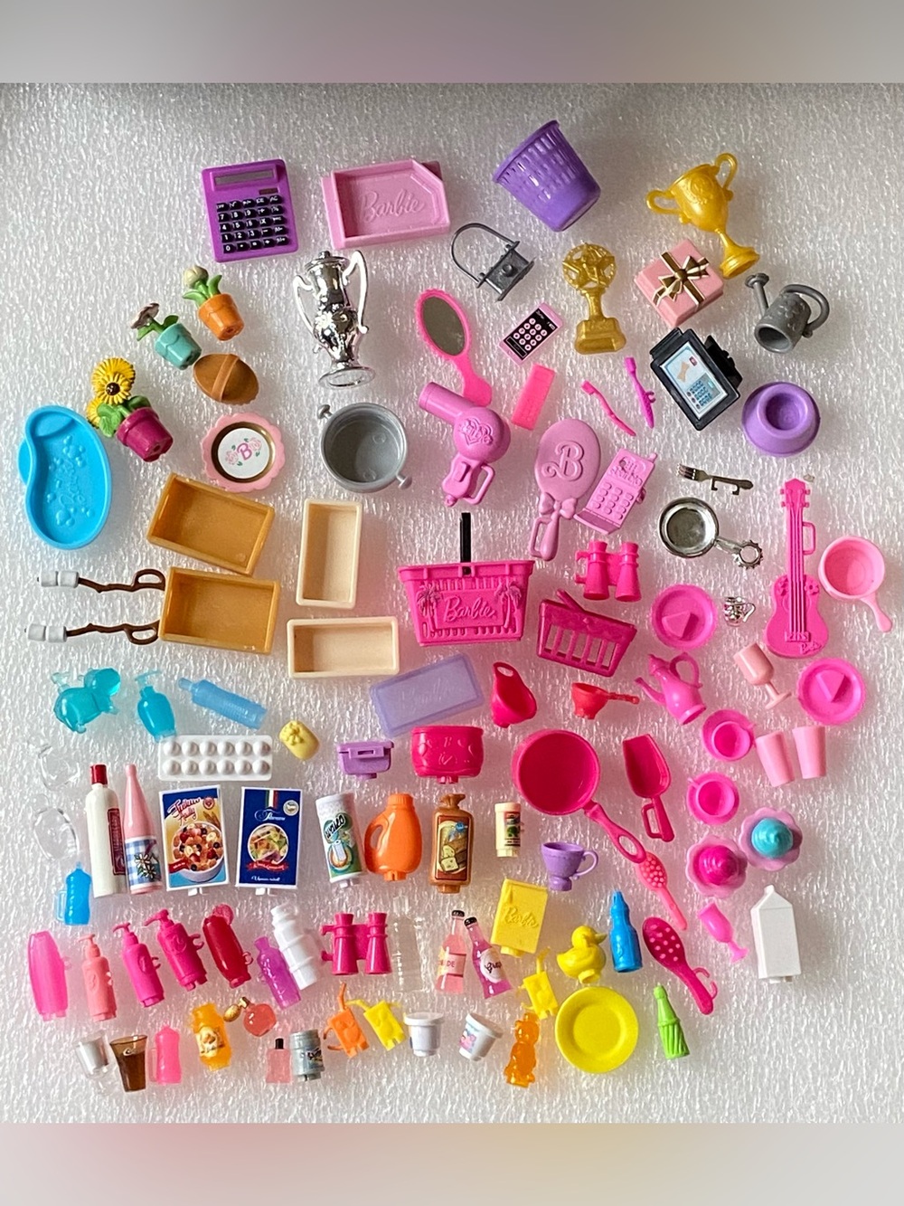 Mixed Lot of Mattel Barbie Dollhouse and Other Miniature Plastic Accessories